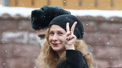 In September, Alyokhina was sentenced to a one-year restricted movement while protesting in support of jailed Kremlin critic Alexey Navalny.