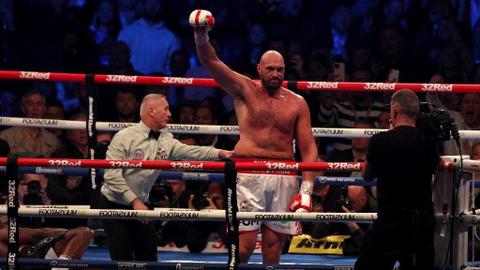 The unbeaten fighter produced a vicious uppercut at the end of the sixth round of the all-British fight on Saturday, sending a crowd of 94,000 at Wembley Stadium into raptures.